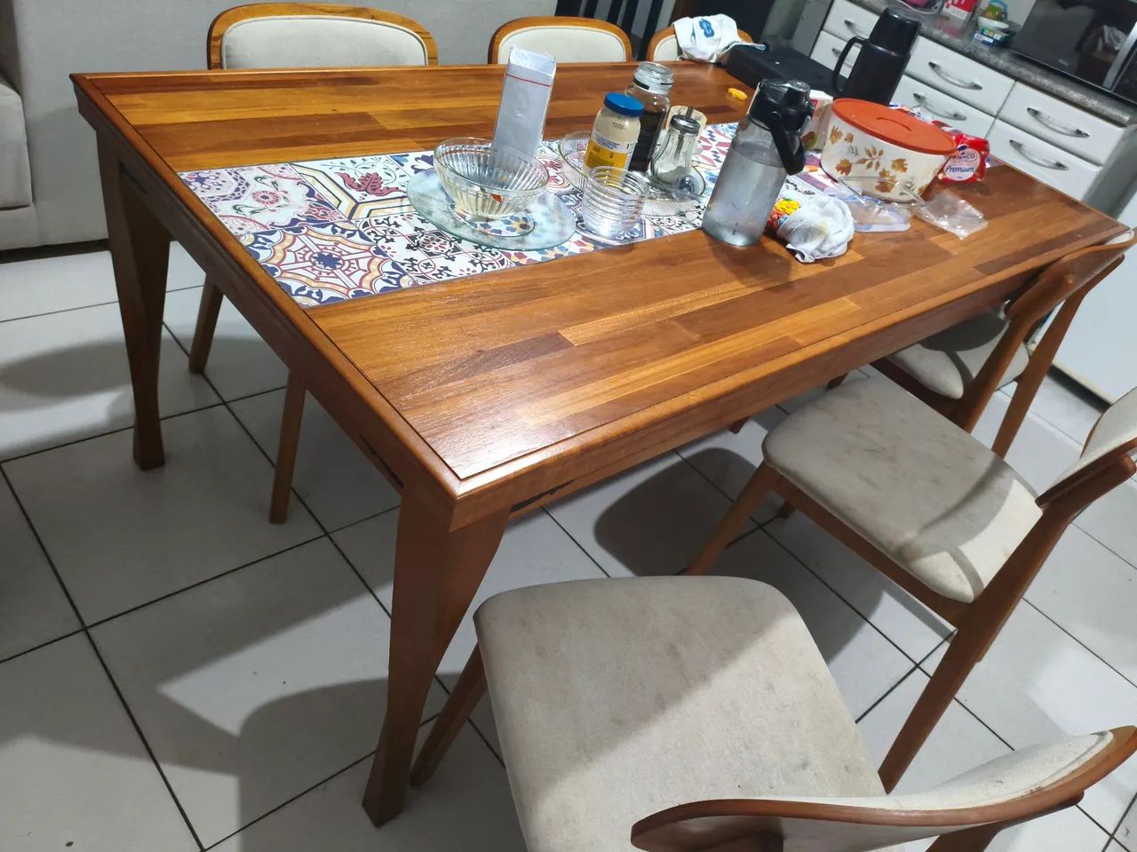 Mesa de madeira 6 cadeiras top