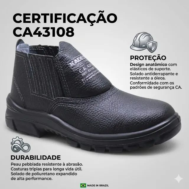 Botina de Segurança Kadesh Combat Bico de Pvc - Proteção e Alta Performance (CA 43108)