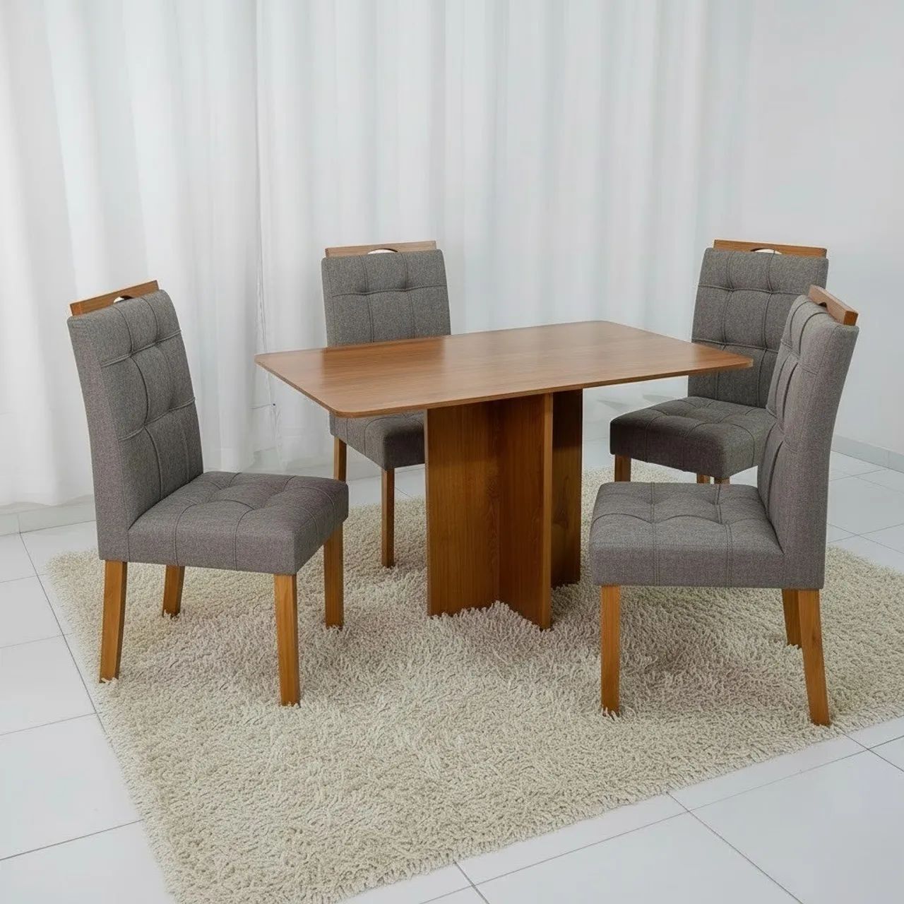 Mesa de Jantar 120 (Tampo s/ vidro)  com 4 Cadeiras