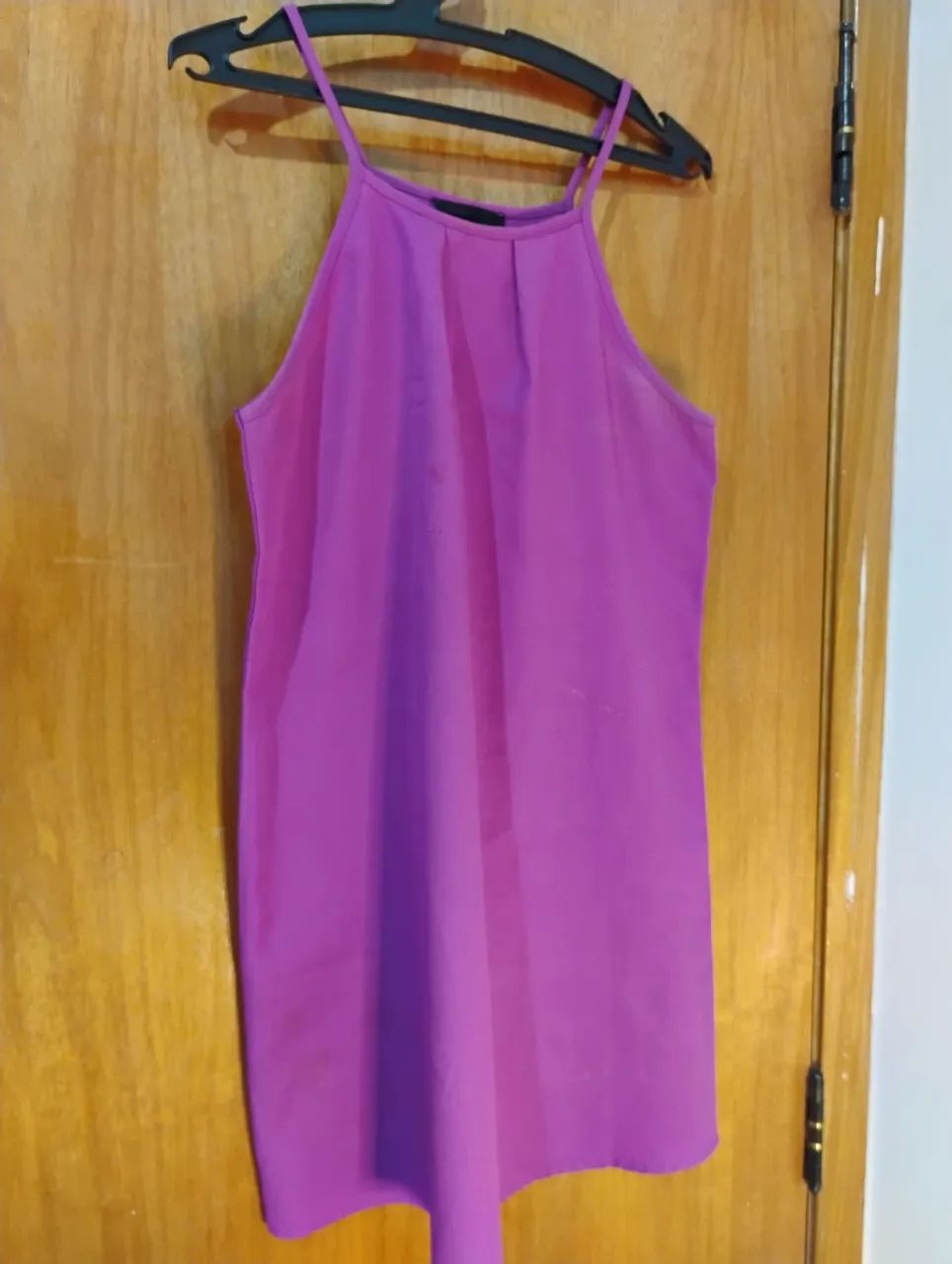 Vestido Curto Roxo Com Cinto Marrom (Brechó) - Foto 2