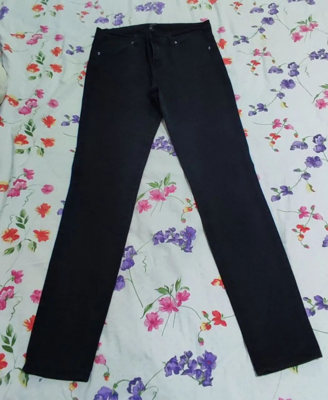 Calça jeans slim unissex preta