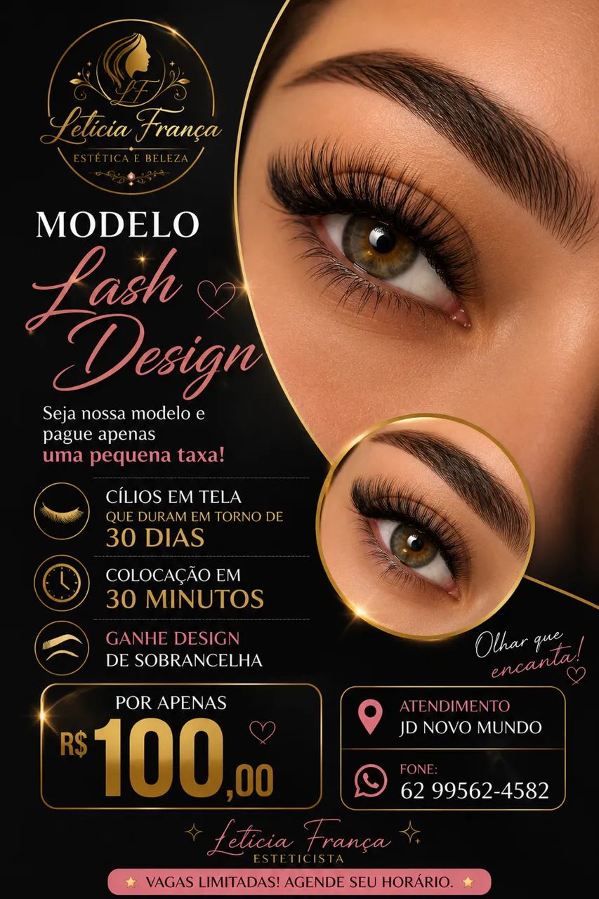 Cílios em tela e design de sobrancelha 