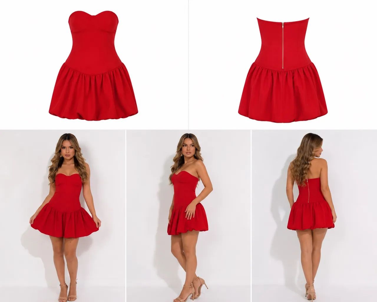 Vestido tomara que caia vermelho 
