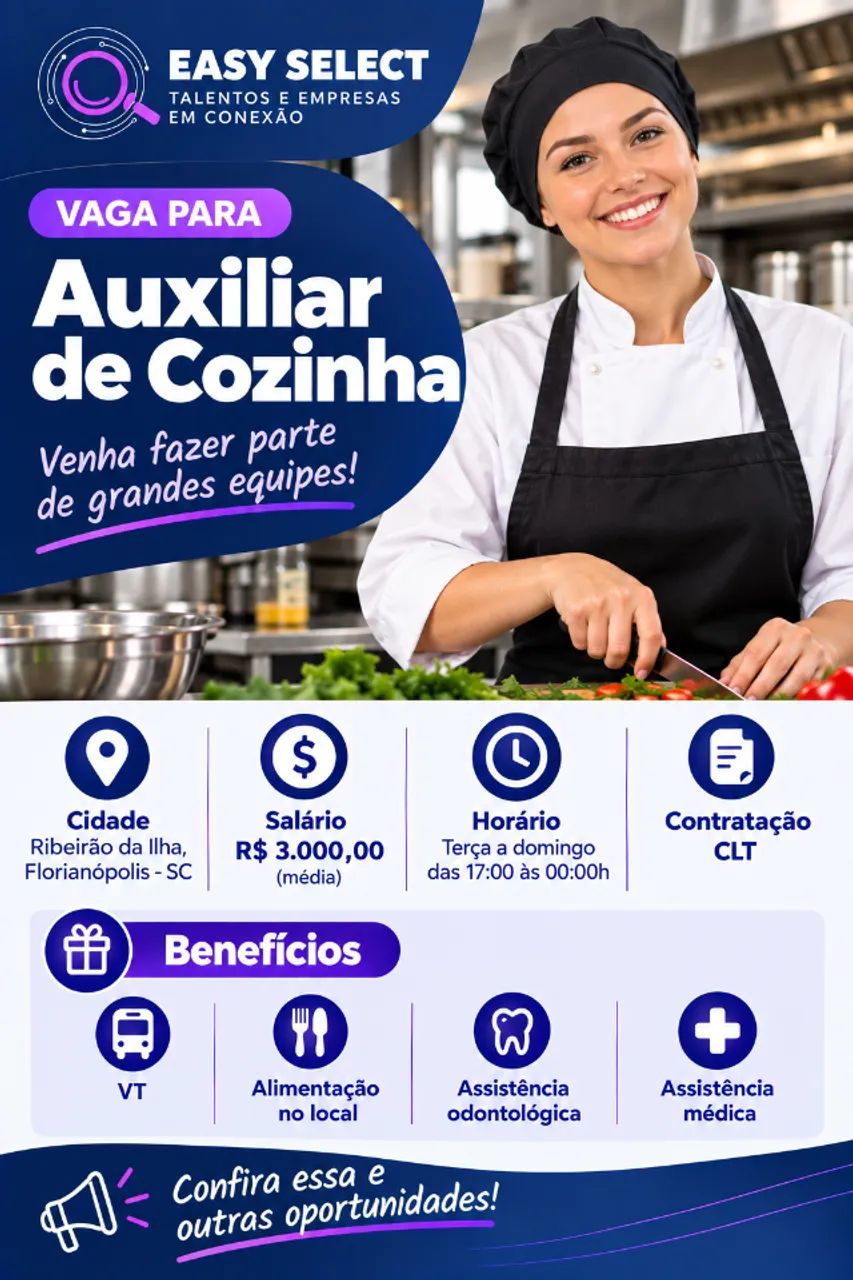 Oportunidade para Auxiliar de Cozinha 