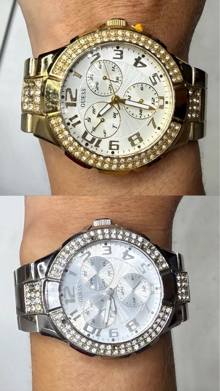 Relógio Guess Original Feminino Dourado e Prata com Pedrarias - Foto 3