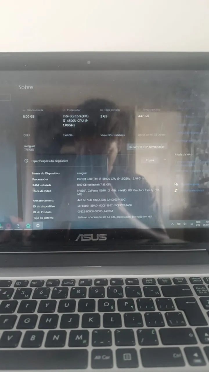 NOtebook asus i7 + 8gb ram + 500gb ssd