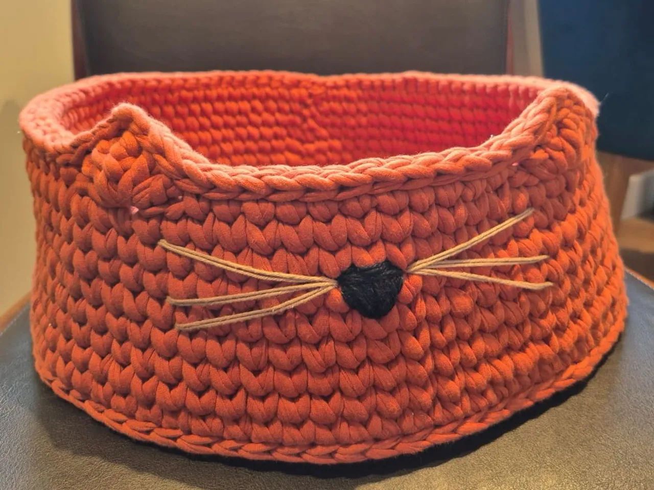 Cama para gatos de crochê fio de malha 