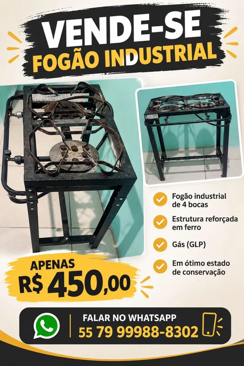 Fogão industrial seminovo 