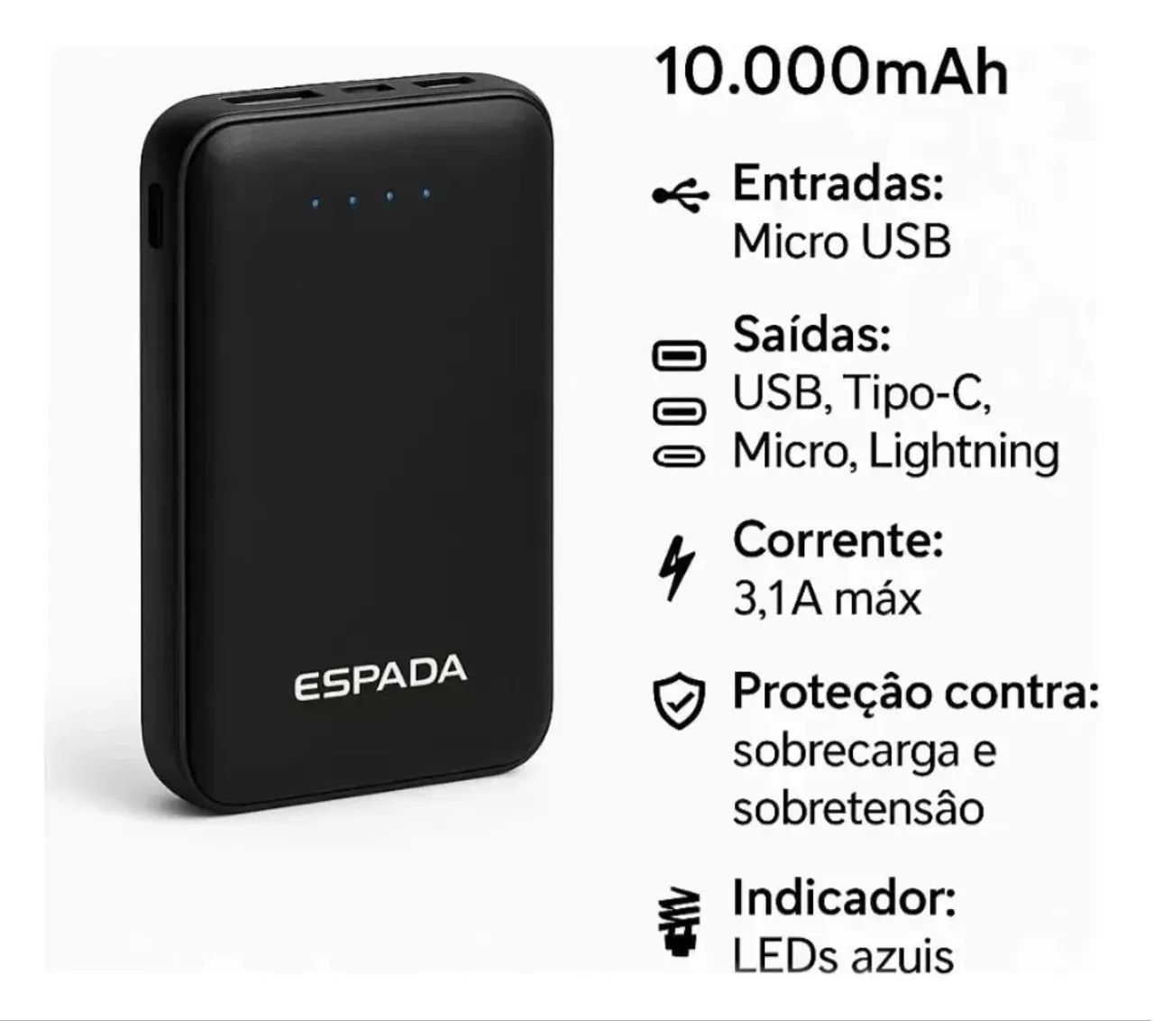 Bateria portátil 10000mAh original  - Foto 4