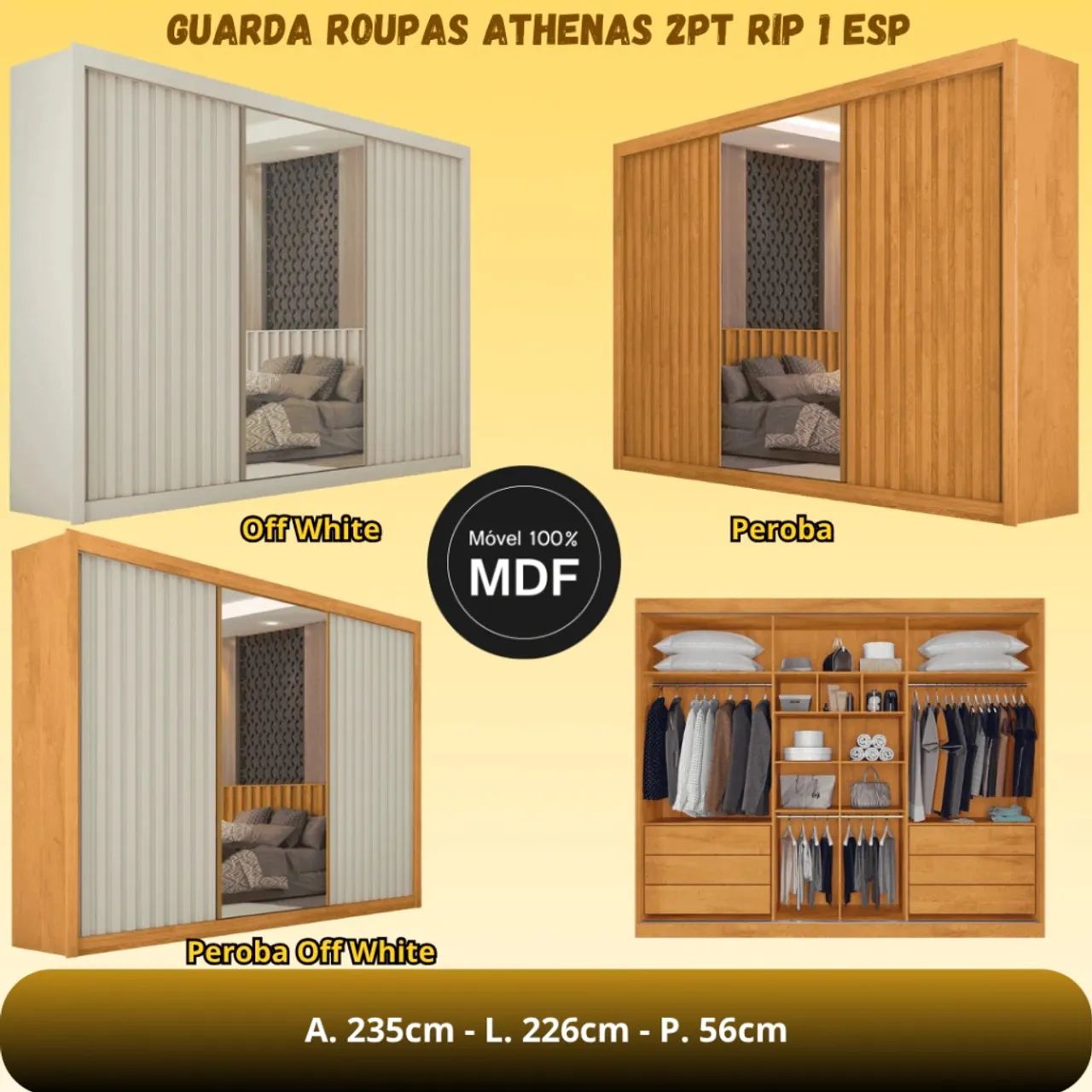 Guarda Roupa Athenas 100% MDF 