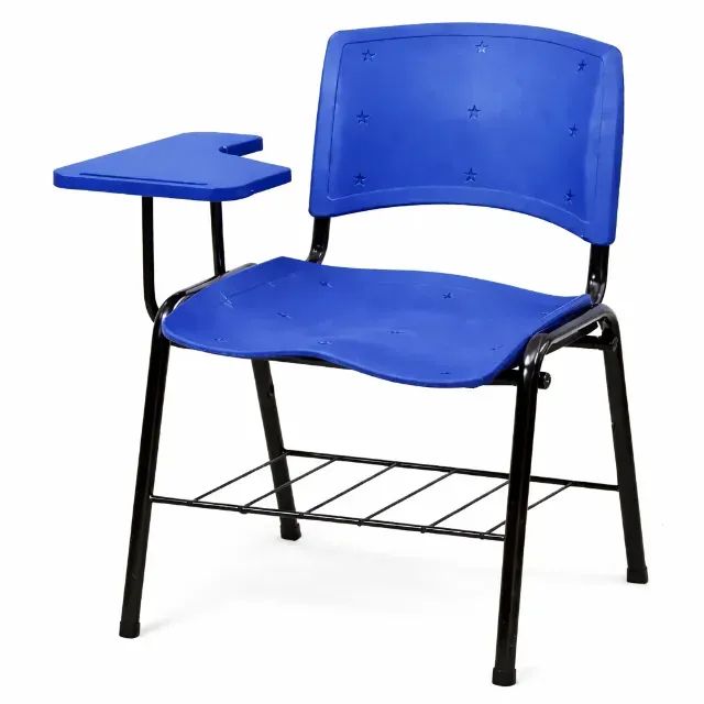 Carteira Universitária Escolar Azul com Prancheta Plástica Azul