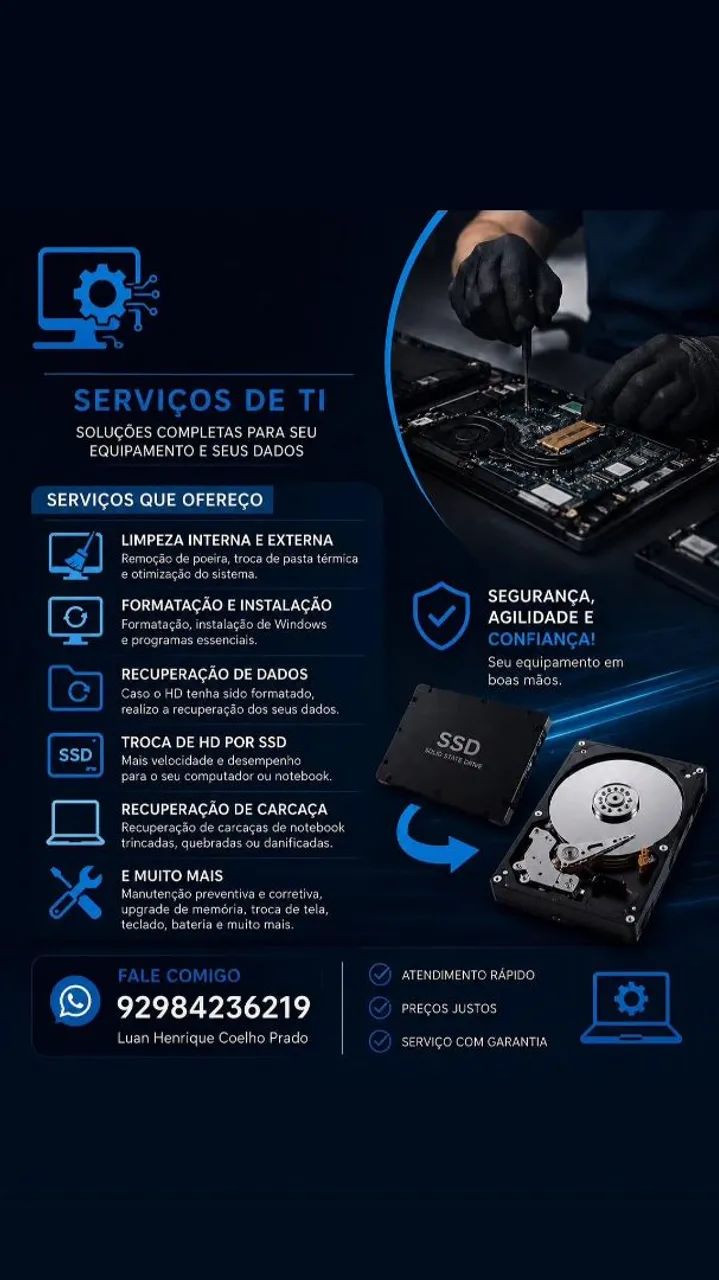 Serviços de TI | Formatação, Limpeza, SSD e Recuperação de Dados
