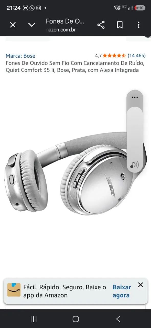 Bose fone de ouvido modelo quiet comfort 35-2 semi novo - Fones de