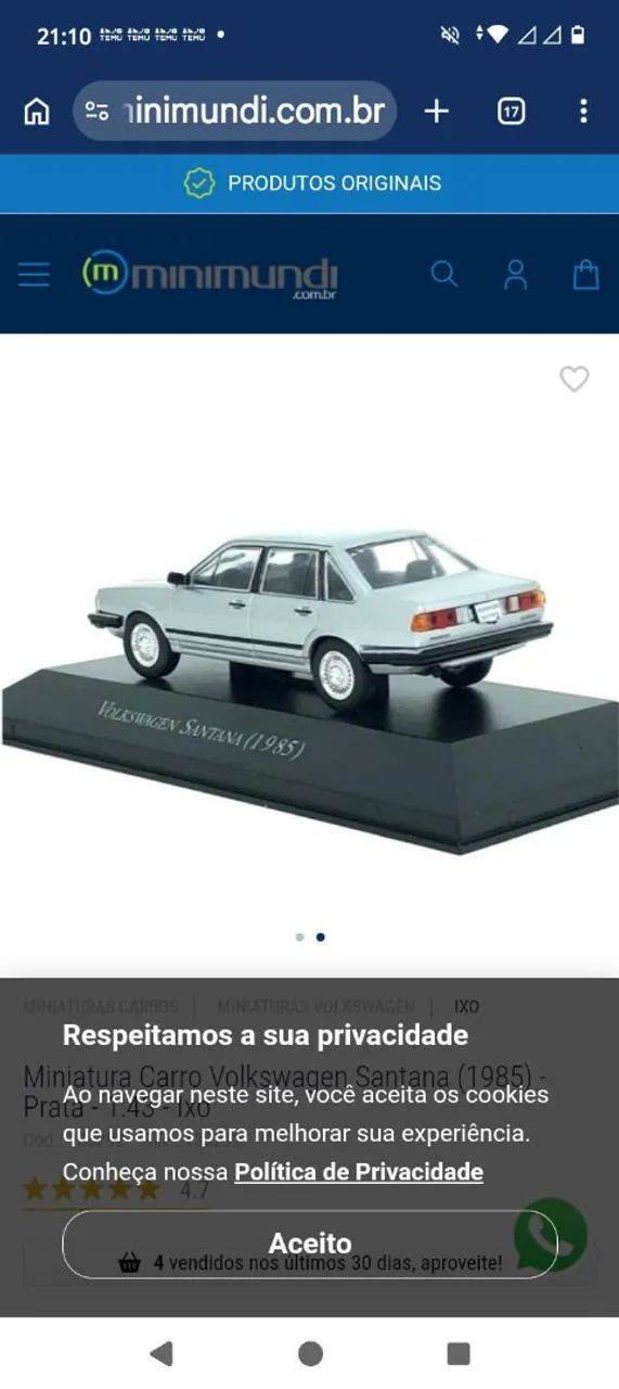 Miniatura VW Santana 1/43. - Foto 2