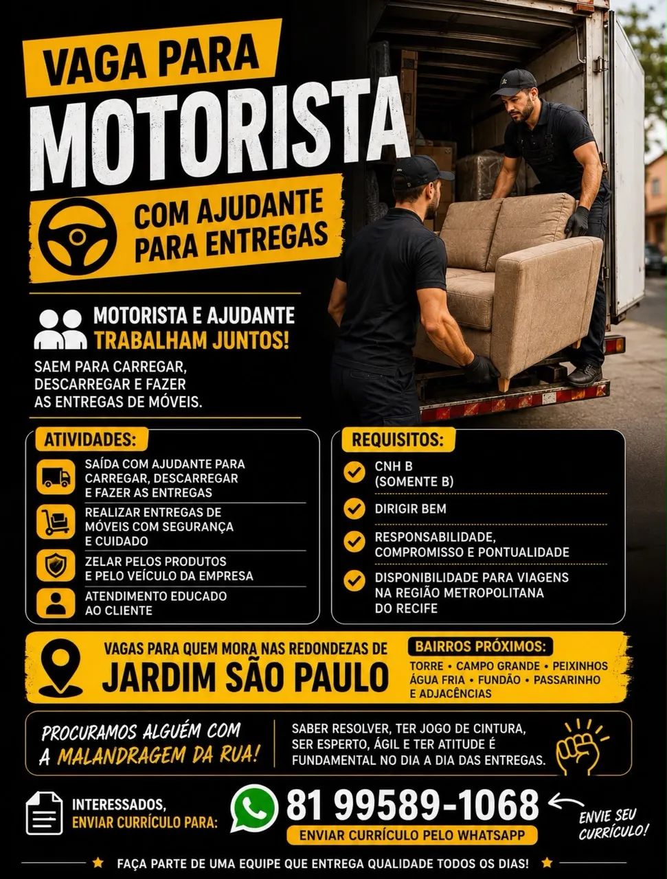 Vaga para motorista