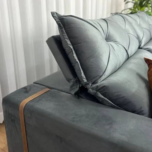 Sofá Retrátil Reclinável Pleno 2.10m Veludo Entrega Rápida - Foto 4