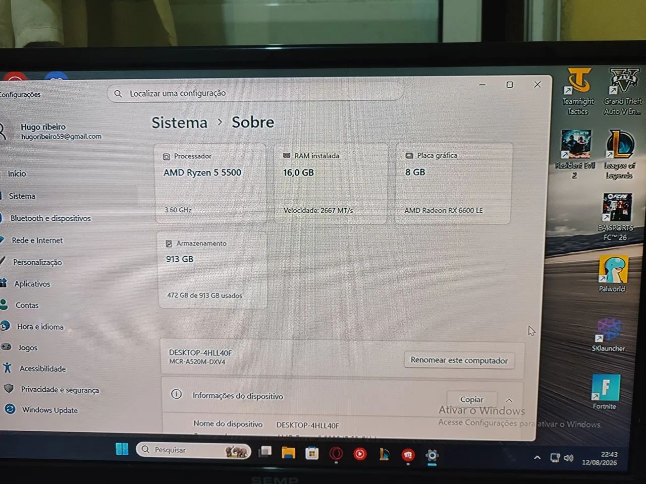 Pc Gamer Ryzen 5 5500 RX 6600  - Foto 4