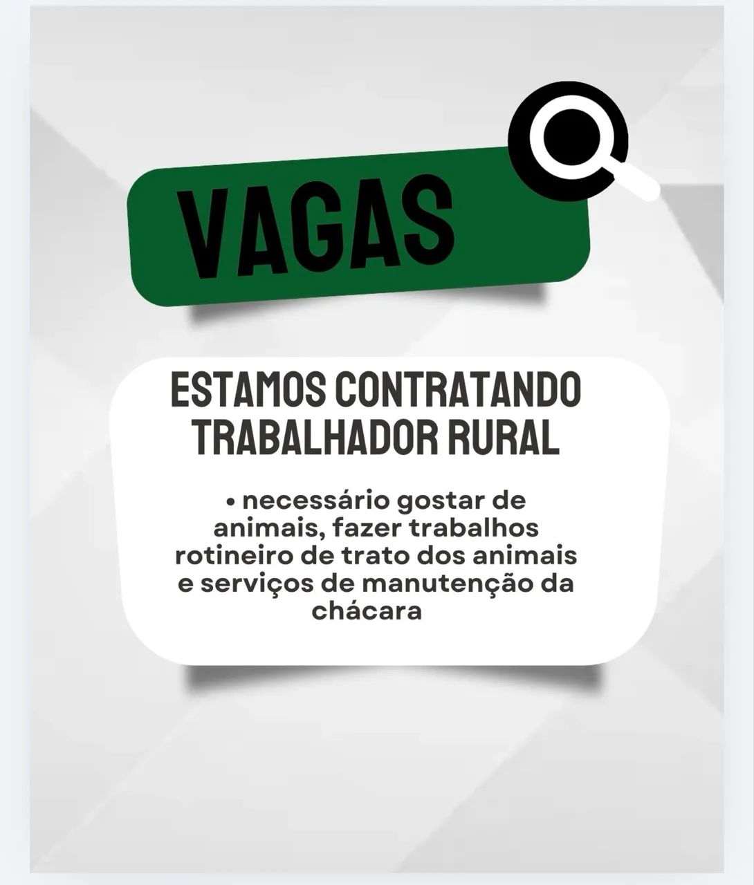 Oportunidade trabalhador rural