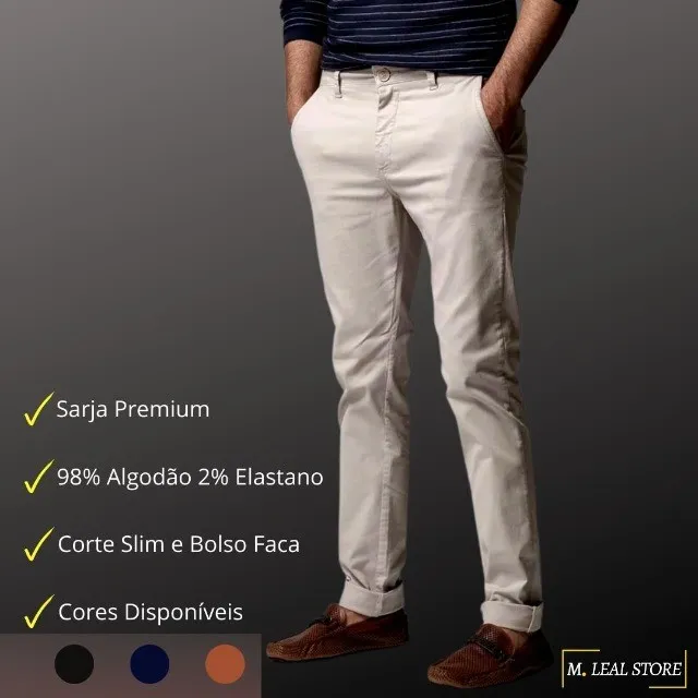 Calça Sarja Masculina Esporte Fino