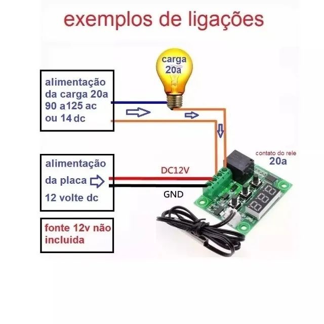 Termostato W1209 Digital Temperatura Timer Placa Programavel Chocadeira - Foto 2