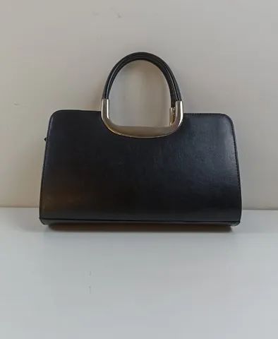 Bolsa De Mão Preta Couro Sintético Estruturada