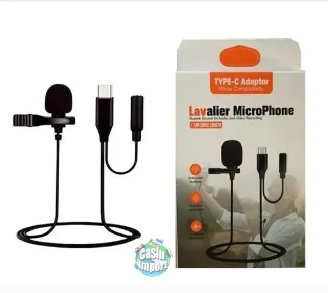 Microfone Condensador De Lapela Conector Tipo C youtubers - Foto 2