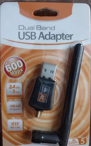 Adaptador placa de rede Wifi Usb Dual Band Ac 600 2.4Ghz/5.0Ghz com Antena 2dbi - Foto 3