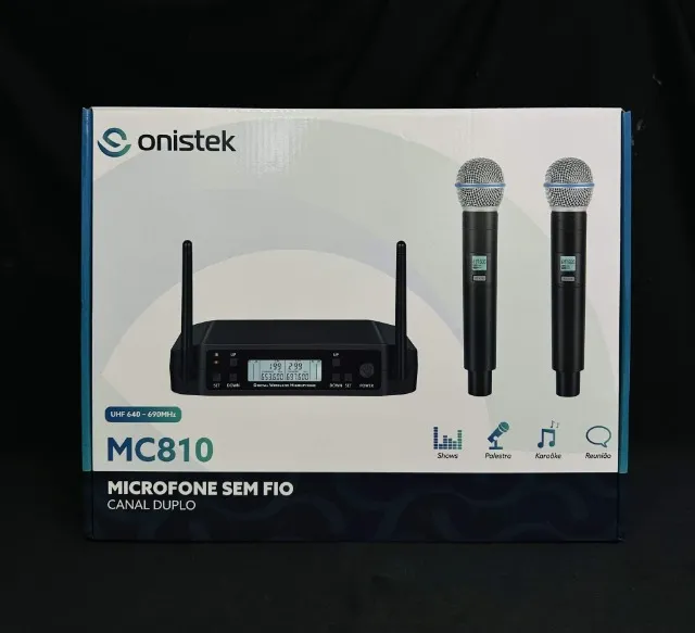 Microfone Profissional sem Fio UHF Duplo - (ON-MC810)