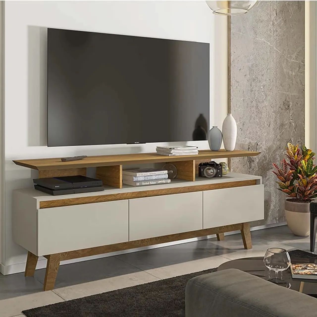 Rack Rubi TV até 65 Polegadas Larg. 1.60m Cinamomo/Off rf544