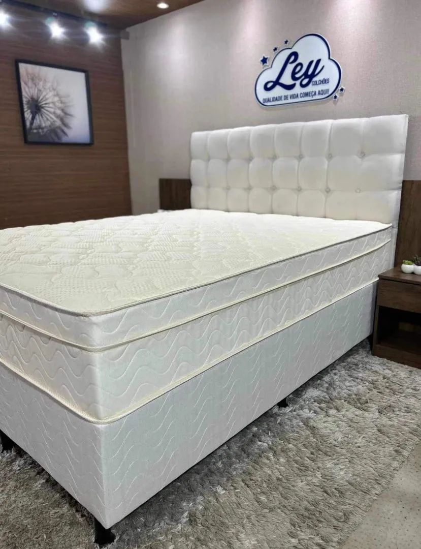 Cama Box QUEEN Size Ley colchões, Base + Colchão molas ensacadas individual - Foto 2