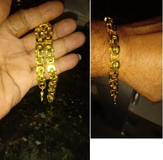 Pulseira banhada a Ouro , unisex 22cm