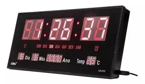 Relógio De Parede Digital Led Com Data, Mês, Ano e Temperatura Lelong LE-2111 - Foto 3