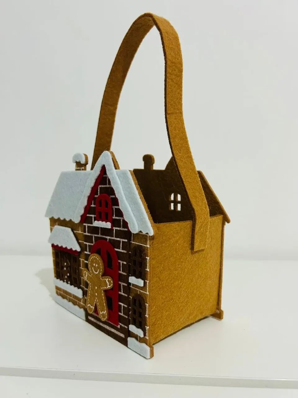 10 Unidades - Cachepô Casa do Biscoito - Decoração e Embalagem Natalina em Feltro  - Foto 3