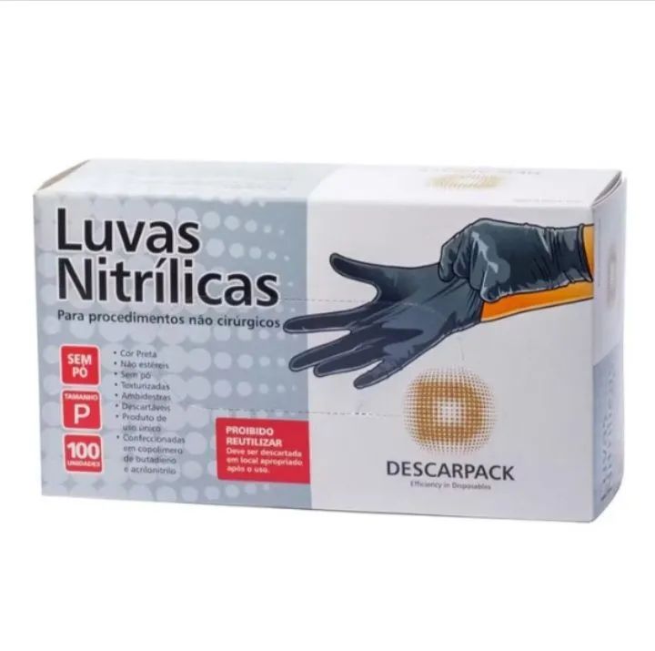 Luvas Nitrílicas Descartáveis - 100 unidades Tamanho P