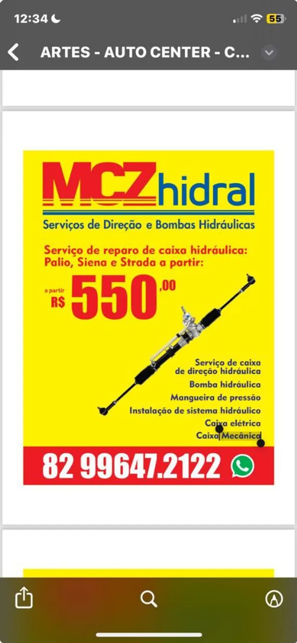Serviço de caixa de direção hidráulica - Palio, Siena e Strada a partir de R$550,00