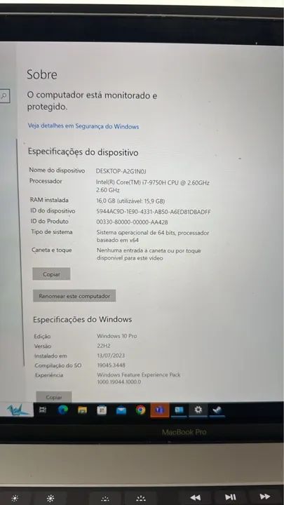 MacBook Pro i7 2019 15 polegadas - Foto 2