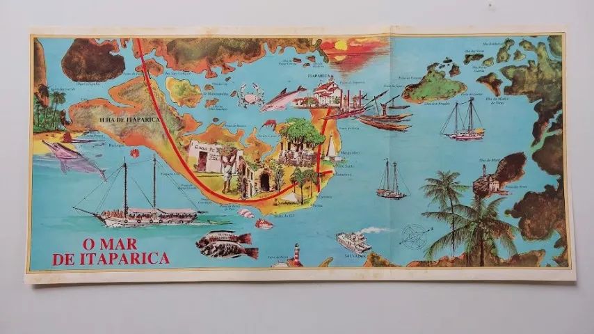 Itaparica - Mapa decorativo antigo com ilustrações - Foto 2