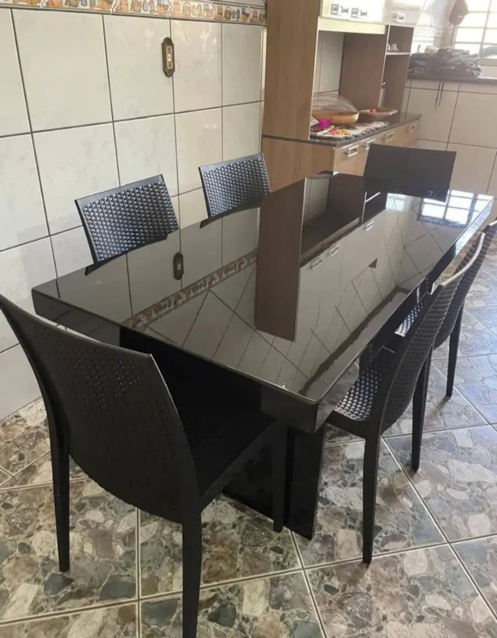 Mesa de ardósia pintada cor de madeira  - Foto 3