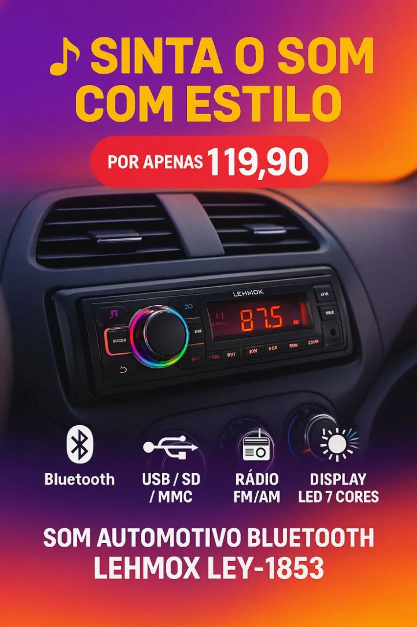 Som Automotivo Bluetooth LEHMOX LEY-1853