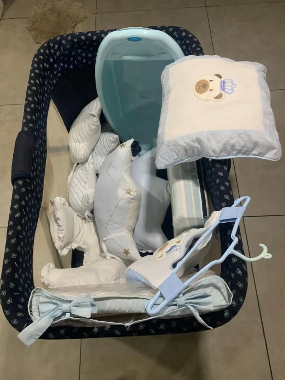 Kit Berço Completo Azul Bebê