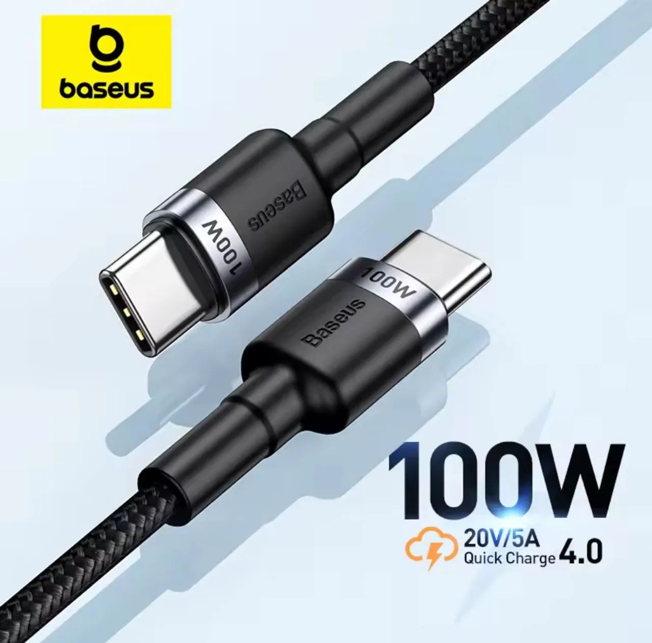 Cabo Carga Celular Baseus 100W Tipo C p/ C 2 metros-Ultra Rápida 4.0