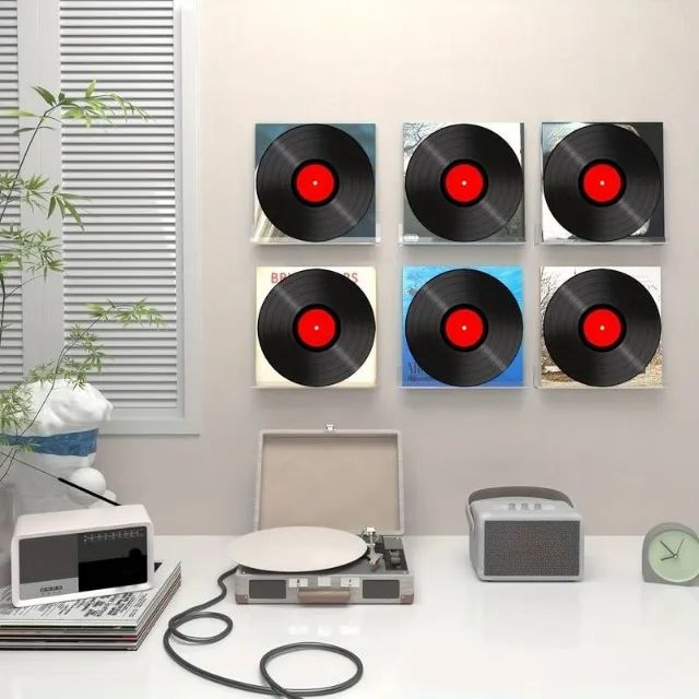 Kit 4 Suporte Em Acrilico 20 Cm Ideal Para Discos De Vinil