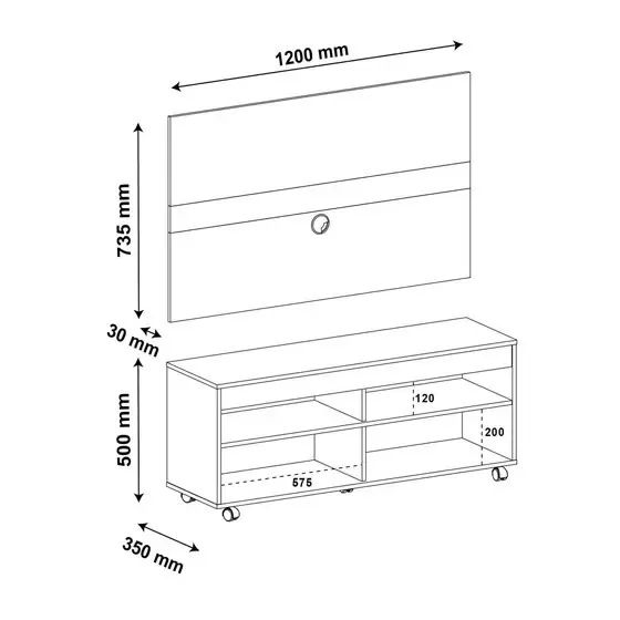 Rack com painel Cross Amêndoa /Preto - Foto 4