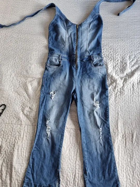 Macacão Jeans Destroyed