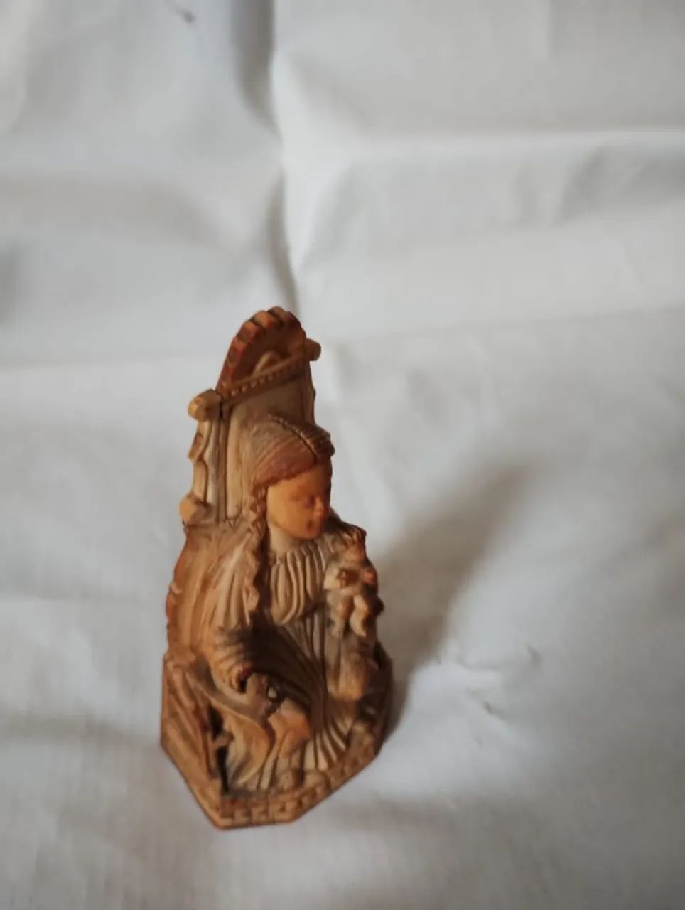 Raridade em marfim Nossa senhora mãe dos homens com menino jesus no colo GOA miniatura. - Foto 2