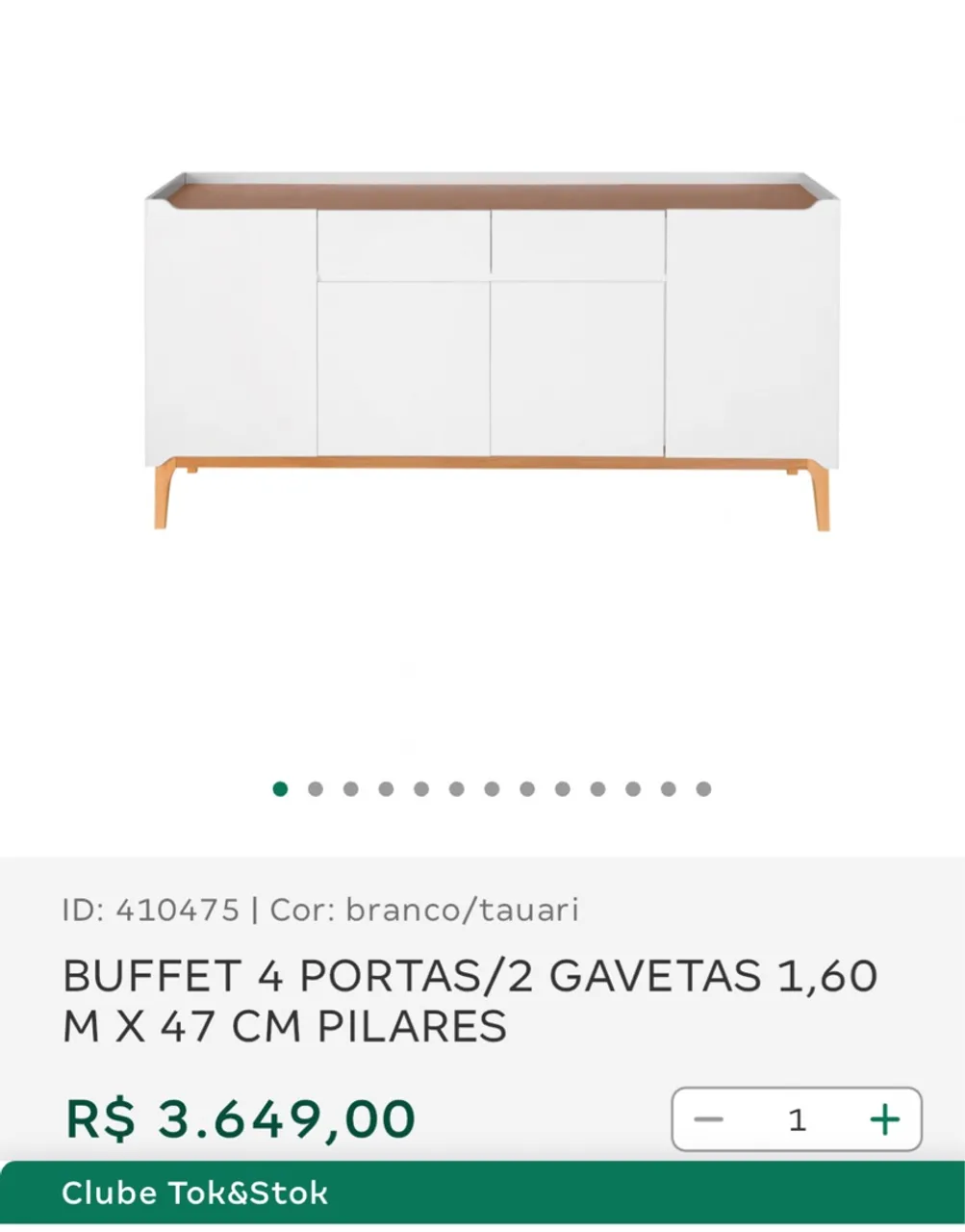 Buffet 4 Portas/2 Gavetas 1,60m x 47cm Pilares - Branco/Tauari