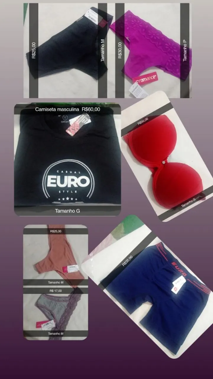 Lingerie, Camiseta Masculina e Cueca EURO