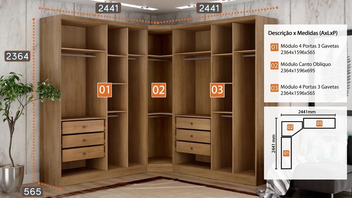 Guarda-Roupa Modulado Casal 100%MDF tt654 - Foto 3