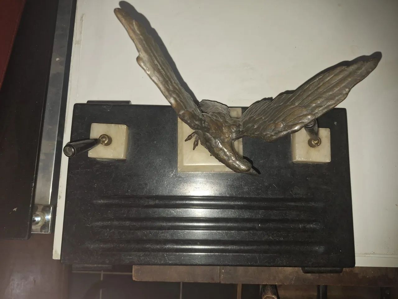 Tinteiro Antigo Mármore e Bronze  - Foto 2