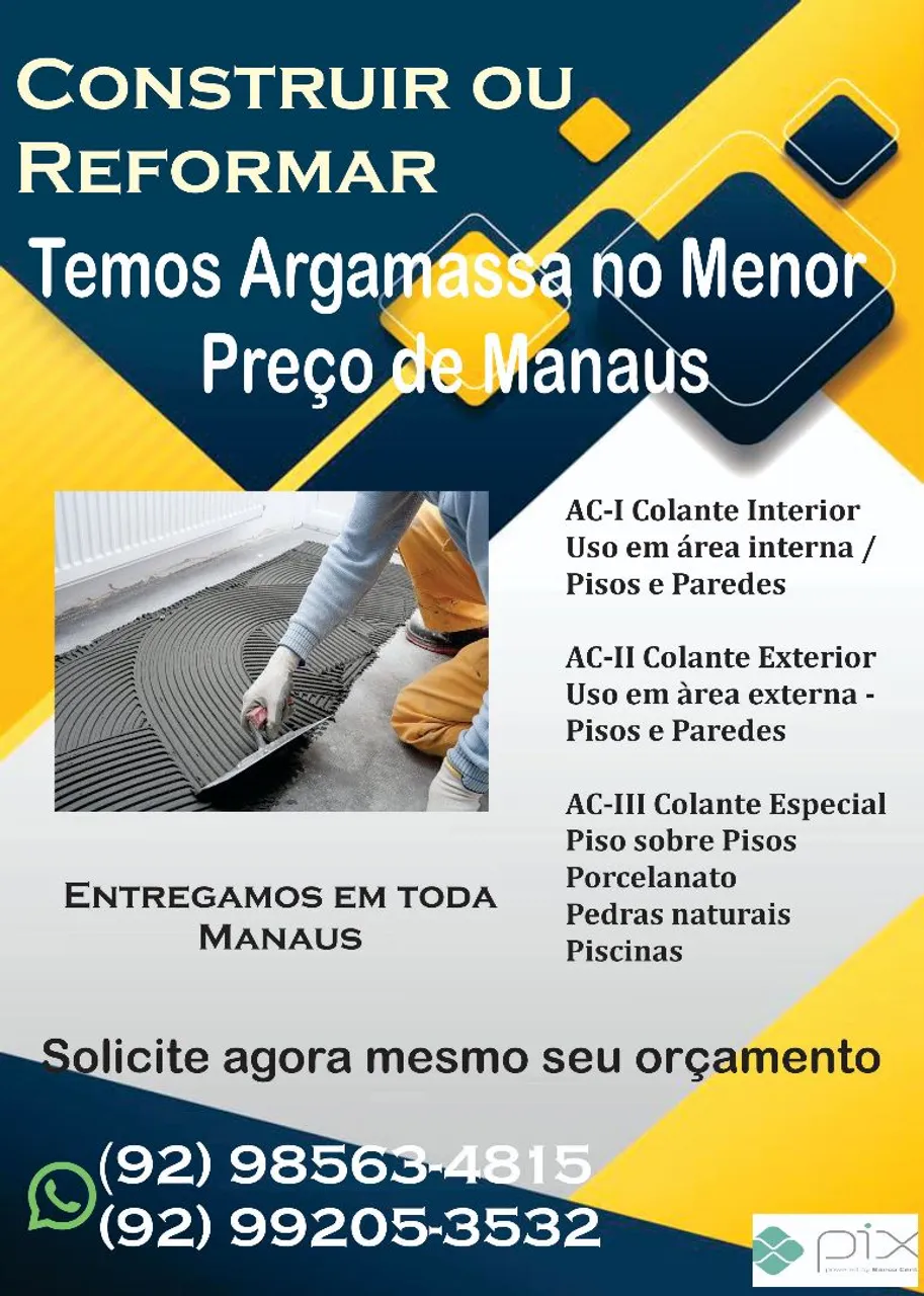 Argamassa para Pisos e Revestimentos em Manaus